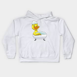 Duck at Bathing with Bathtub & Foam Kids Hoodie